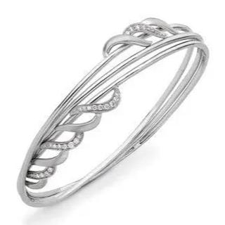 Winding Platinum Wire Bracelet with Diamonds SJ PTB 103