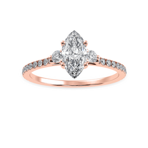 50-Pointer Marquise Cut Solitaire Diamond Accents Shank 18K Rose Gold Ring JL AU 1246R-A   Jewelove.US