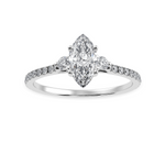 Load image into Gallery viewer, 30-Pointer Marquise Cut Solitaire Diamond Accents Shank Platinum Ring JL PT 1246   Jewelove.US
