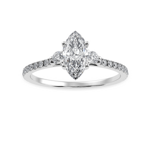 30-Pointer Marquise Cut Solitaire Diamond Accents Shank Platinum Ring JL PT 1246   Jewelove.US