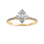 Load image into Gallery viewer, 50-Pointer Marquise Cut Solitaire Diamond Accents Shank 18K Yellow Gold Ring JL AU 1246Y-A   Jewelove.US
