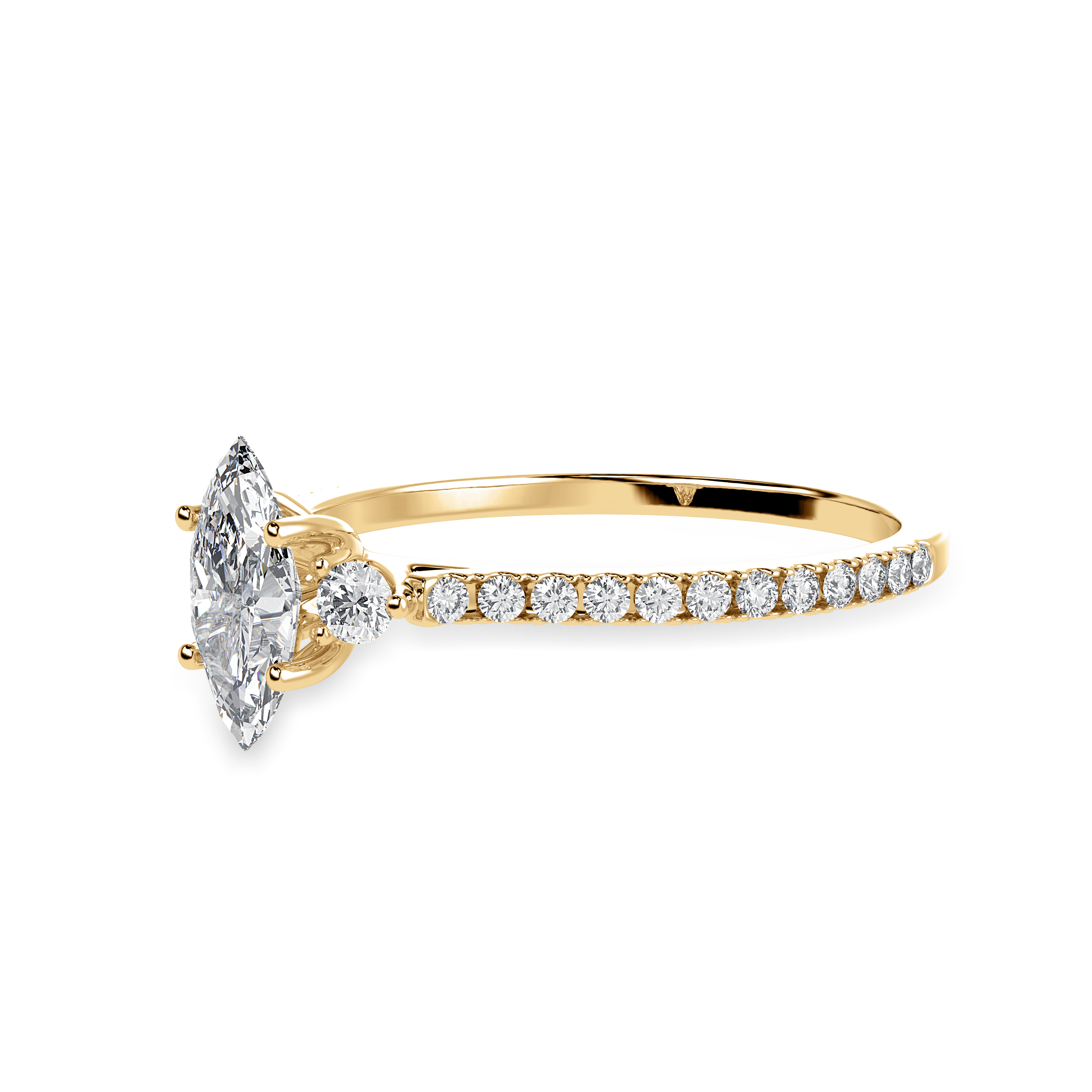 30-Pointer Marquise Cut Solitaire Diamond Accents Shank 18K Yellow Gold Ring JL AU 1246Y   Jewelove.US