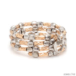 Load image into Gallery viewer, Japanese 3 Row Flexible Platinum Rose Gold Fusion Ring with Diamond Cutting JL PT 1383
