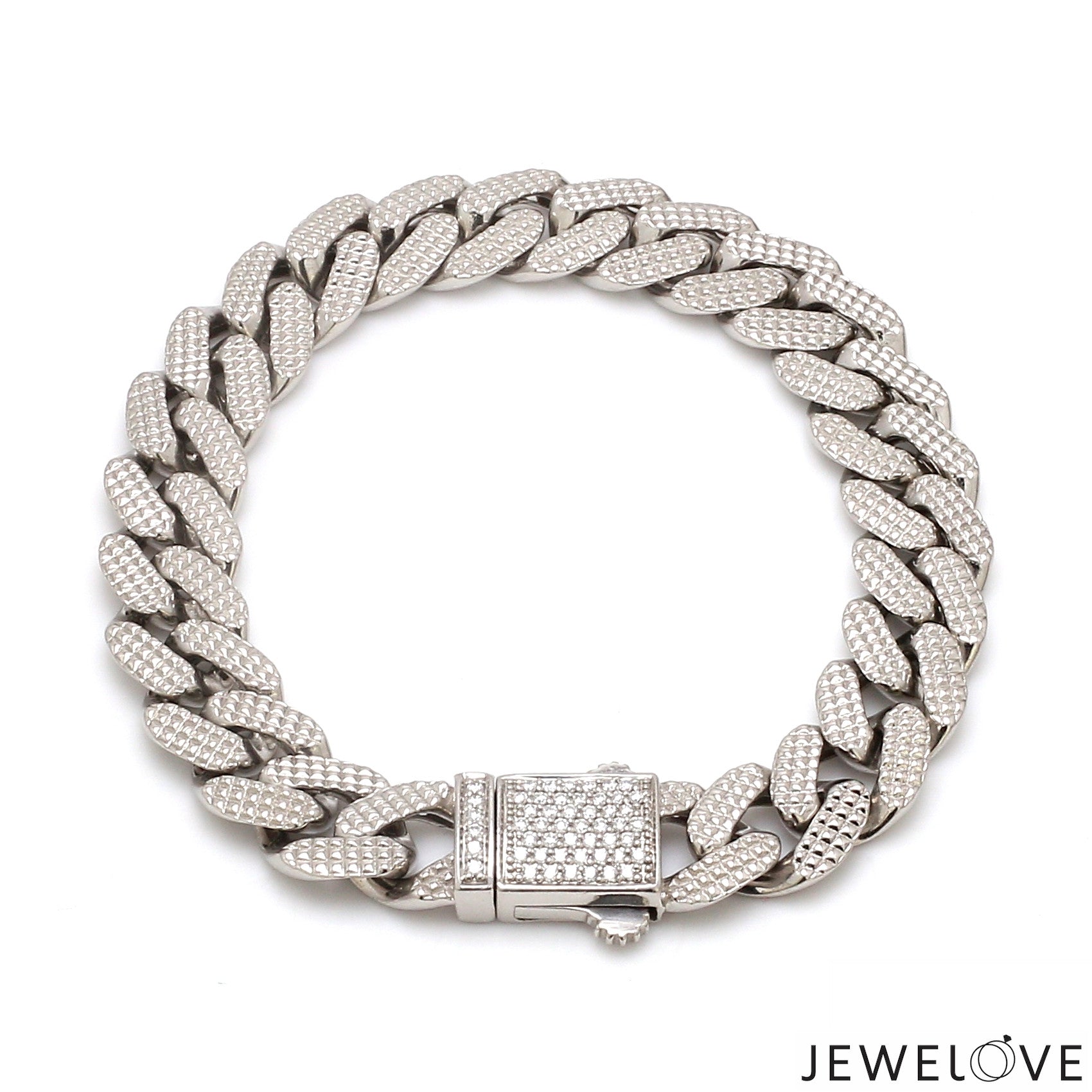 Men of Platinum | Diamond Cut Bracelet with Diamond Lock for Men JL PTB 1231