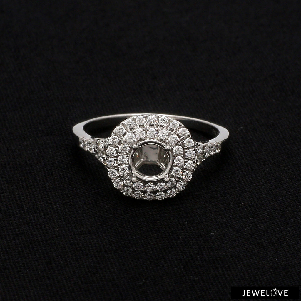 Platinum Double Halo Diamond Split Shank Mounting Ring JL PT 1268-M   Jewelove.US