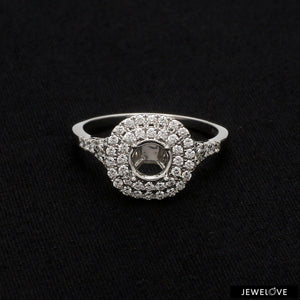 Platinum Double Halo Diamond Split Shank Mounting Ring JL PT 1268-M   Jewelove.US