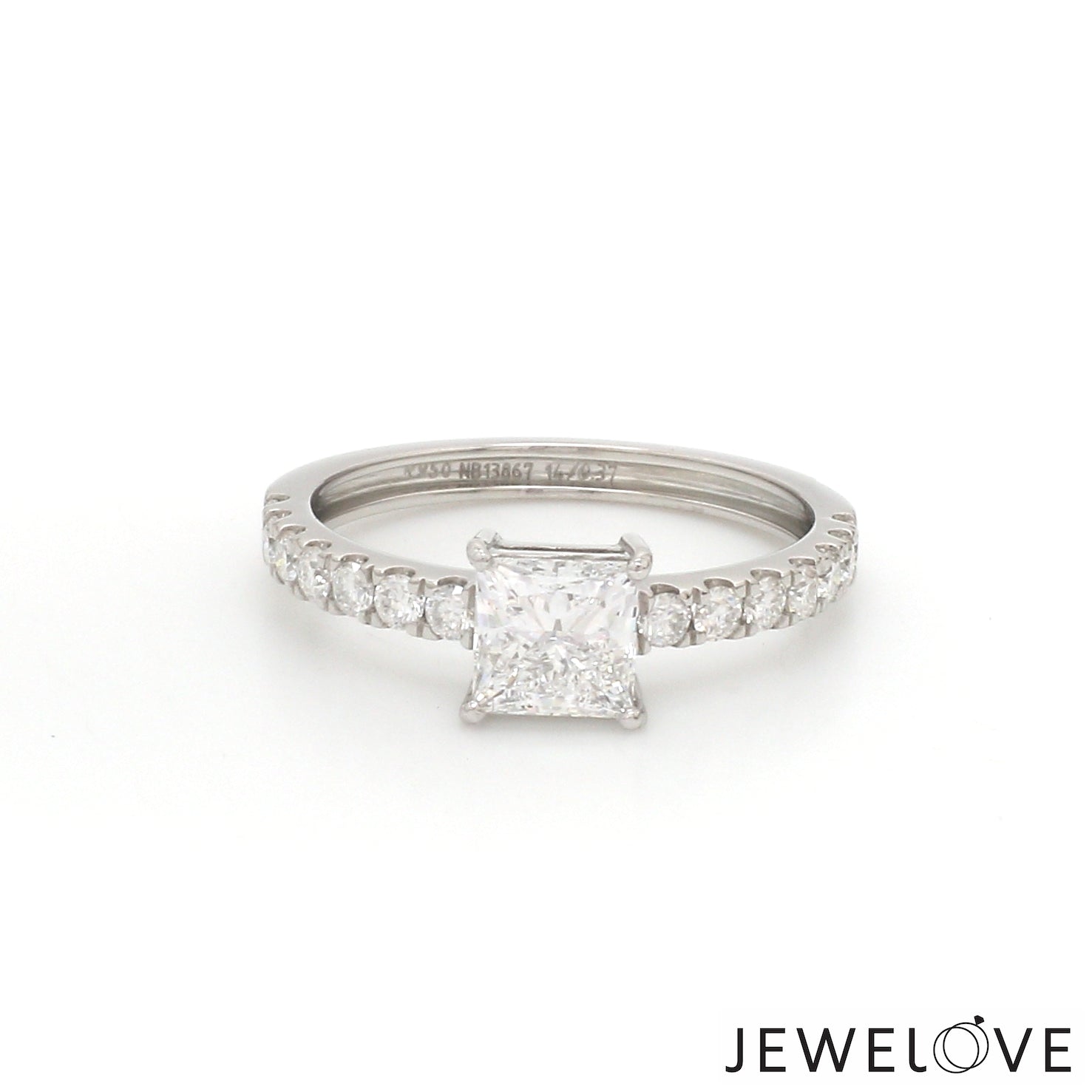 70-Pointer Princess Cut Solitaire Diamond Shank Platinum Ring JL PT 1313-B   Jewelove.US