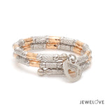 Load image into Gallery viewer, Japanese 2 Row Flexible Platinum Rose Gold Fusion Ring with Diamond Cutting JL PT 1384
