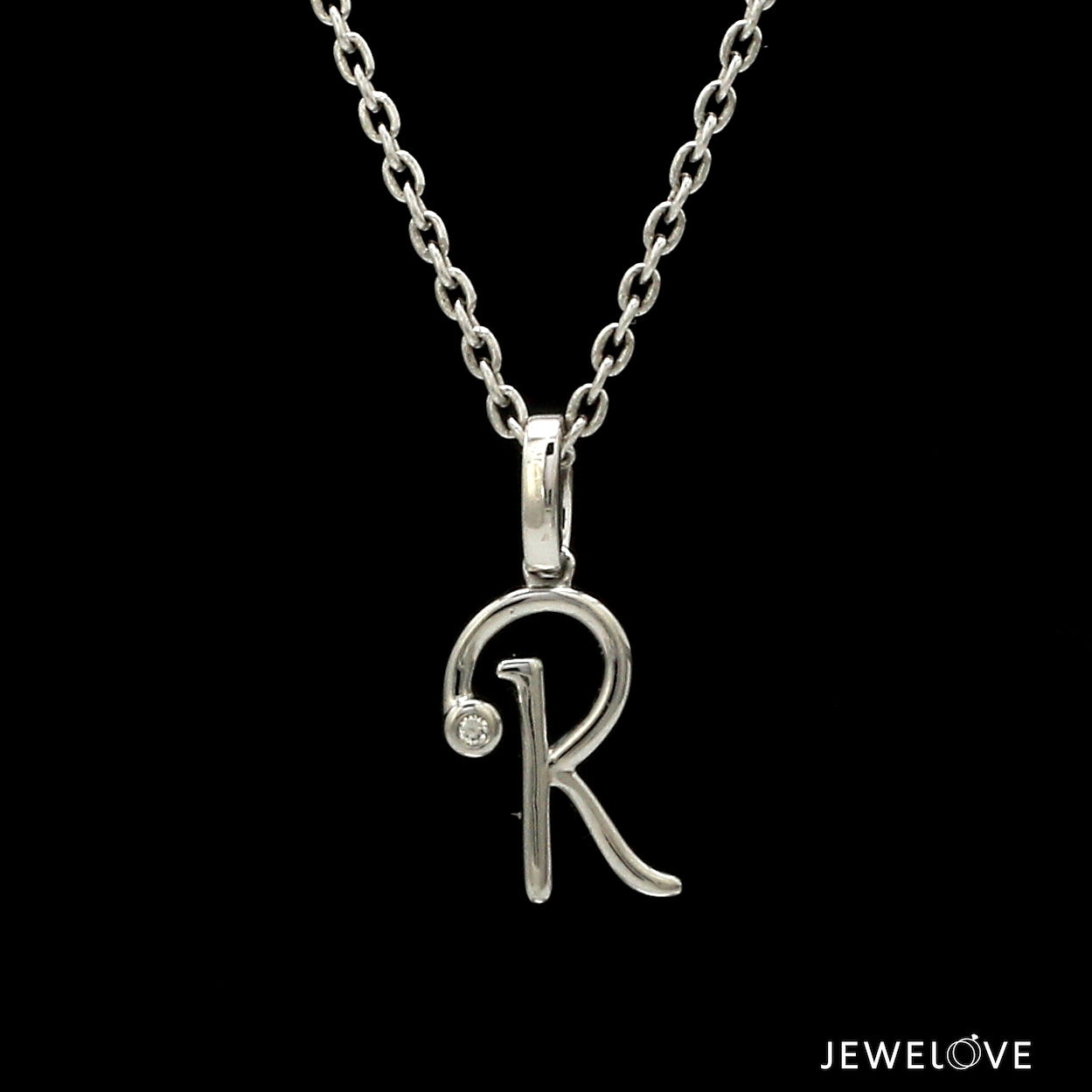 Platinum R Alphabet Diamond Pendant JL PT P 339