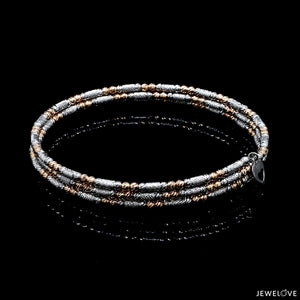 Japanese 3-row Platinum & Rose Gold Bracelet for Women with Diamond Cut Balls JL PTB 1276