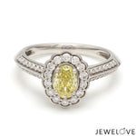 Load image into Gallery viewer, Yellow Diamond Platinum Ring with Halo Split Diamond JL PT YD 1370
