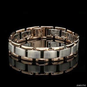 Men of Platinum | 13mm Platinum & Rose Gold Heavy Bracelet for Men JL PTB 1283