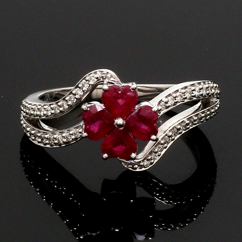 Designer Platinum Heart Ruby Diamond Ring for Women JL PT R8190