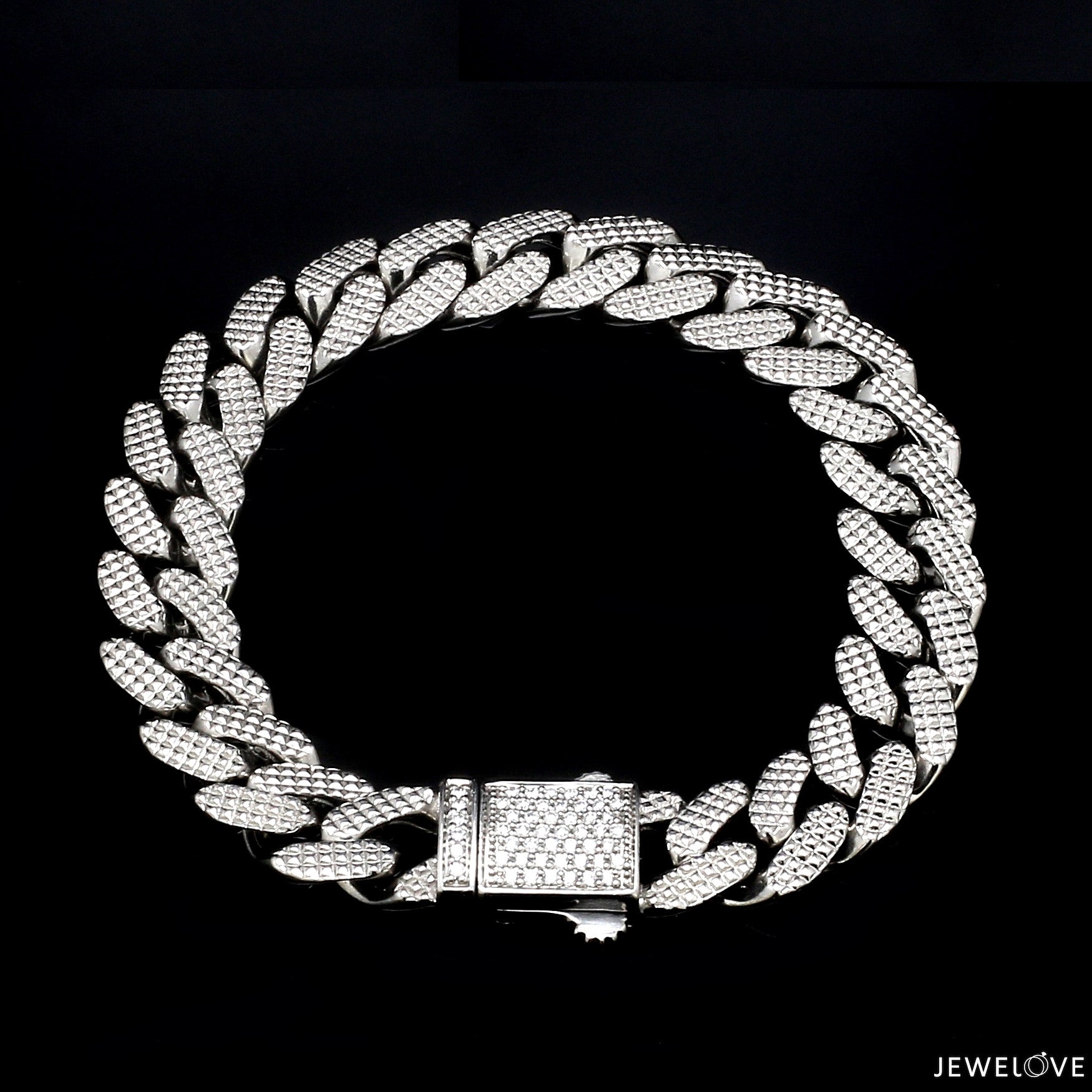 Men of Platinum | Diamond Cut Bracelet with Diamond Lock for Men JL PTB 1231