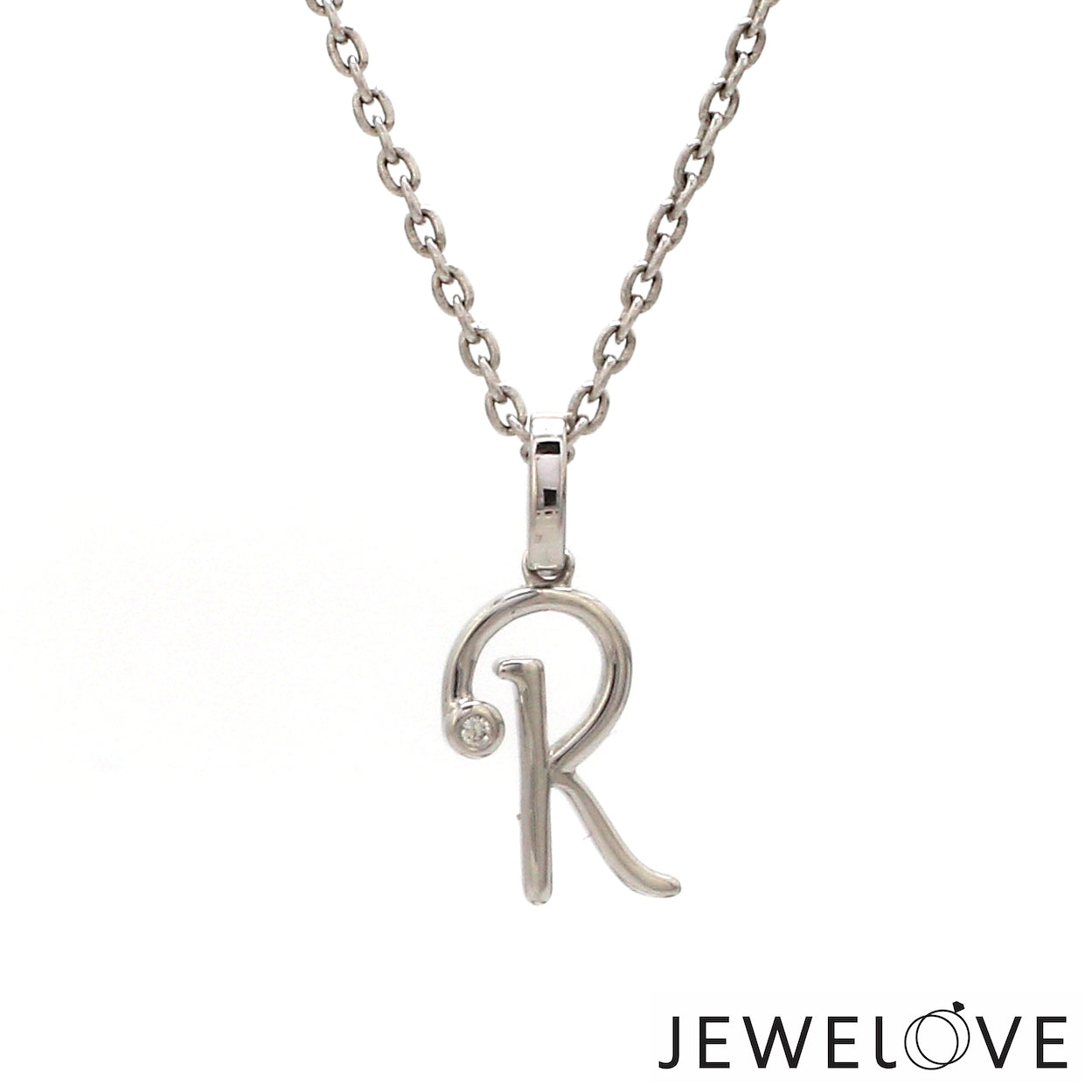 Platinum R Alphabet Diamond Pendant JL PT P 339