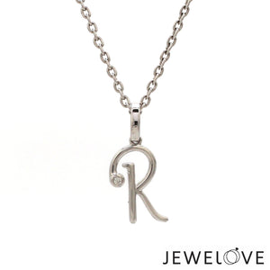 Platinum R Alphabet Diamond Pendant JL PT P 339