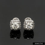 Load image into Gallery viewer, Platinum Solitaire Square Halo Earrings JL PT E 325-A   Jewelove.US
