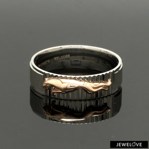 Platinum Ring with Rose Gold Jaguar for Men JL PT 1308   Jewelove.US