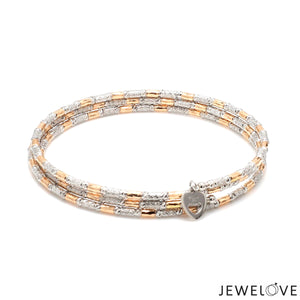 Japanese 3-row Platinum & Rose Gold Bracelet for Women with Diamond Cut Balls JL PTB 1264