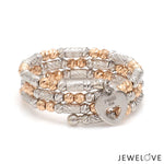 Load image into Gallery viewer, Japanese 3 Row Flexible Platinum Rose Gold Fusion Ring with Diamond Cutting JL PT 1381
