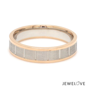 Unique Shape Platinum Love Bands with Rose Gold Border JL PT 648-RG Plain