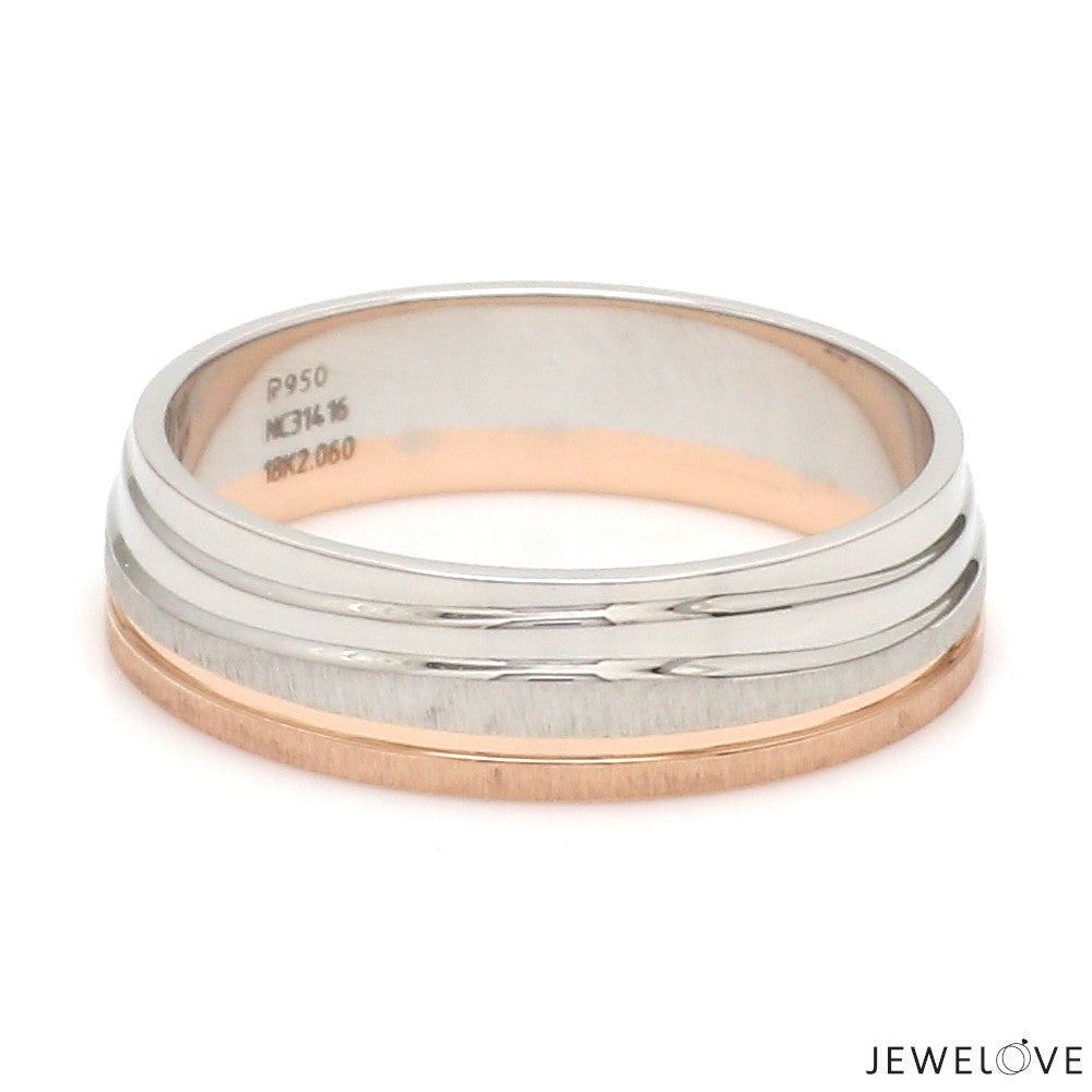 Platinum Rose Gold Plain Men's & Diamonds Women's Couple Rings JL PT 1256