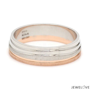 Platinum Rose Gold Plain Men's & Diamonds Women's Couple Rings JL PT 1256