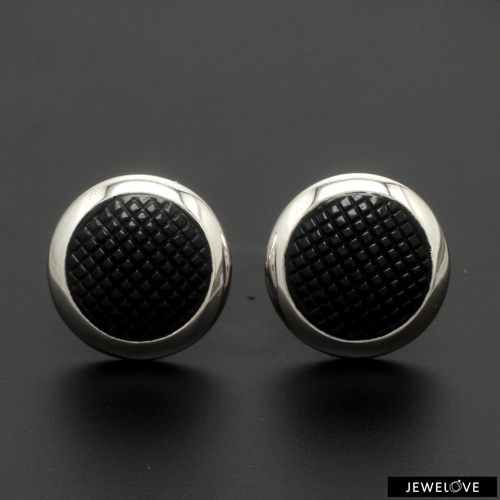 Platinum Cufflinks with Black Stone for Men JL PT C 02   Jewelove