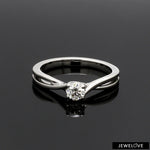 Load image into Gallery viewer, 70-Pointer 4 Prong Platinum Solitaire Ring with a Twist JL PT 676-C   Jewelove.US
