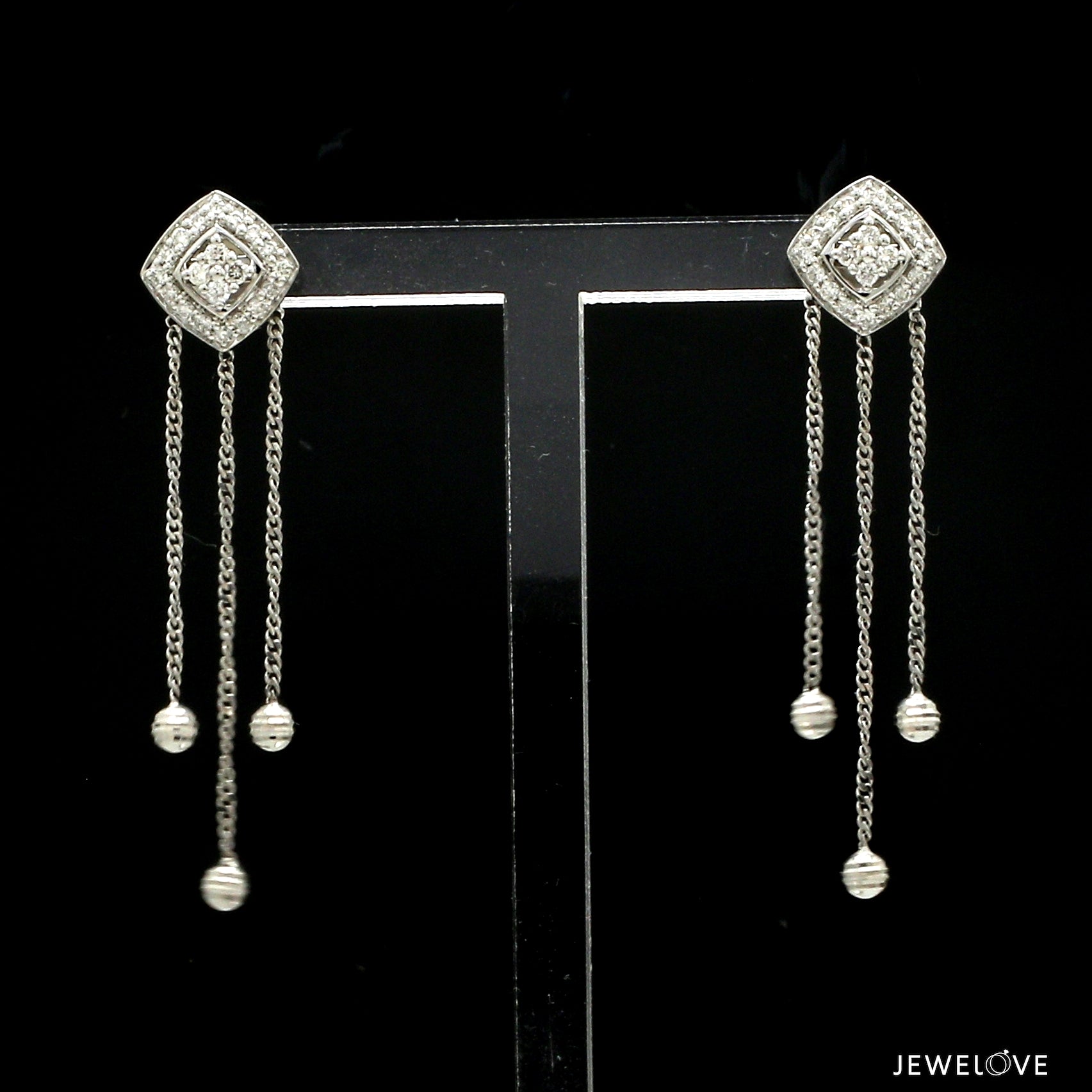 Elegant Platinum Evara Diamond Necklace & Earrings with Diamonds for Women JL PTN 717