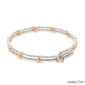 Japanese 2-row Platinum & Rose Gold Bracelet for Women with Diamond Cut Balls JL PTB 1260