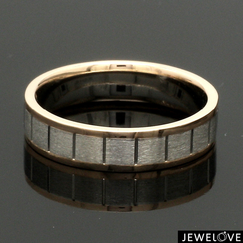 Unique Shape Platinum Love Bands with Rose Gold Border JL PT 648-RG Plain