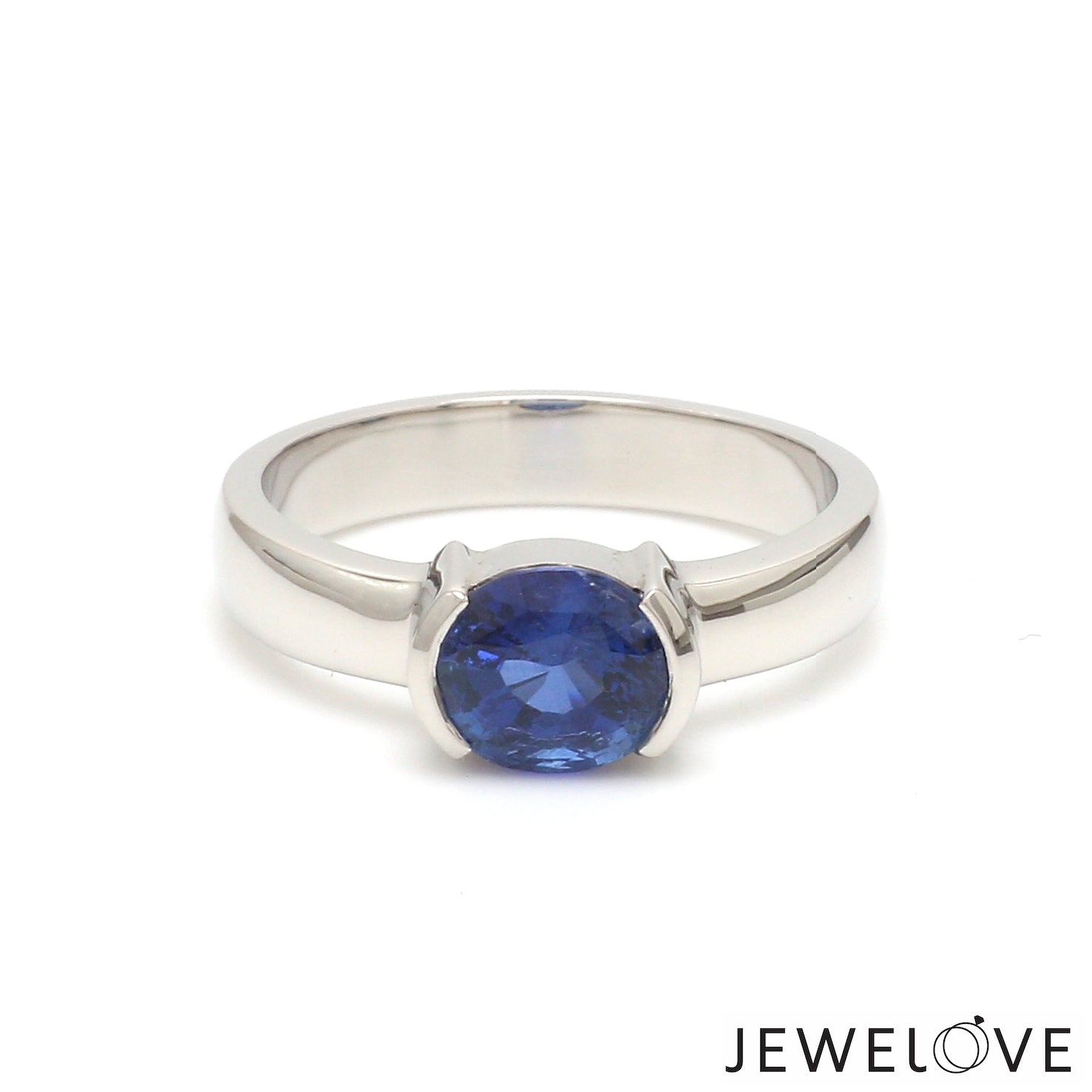 Natural Blue Sapphire Platinum Ring JL PT 1354   Jewelove