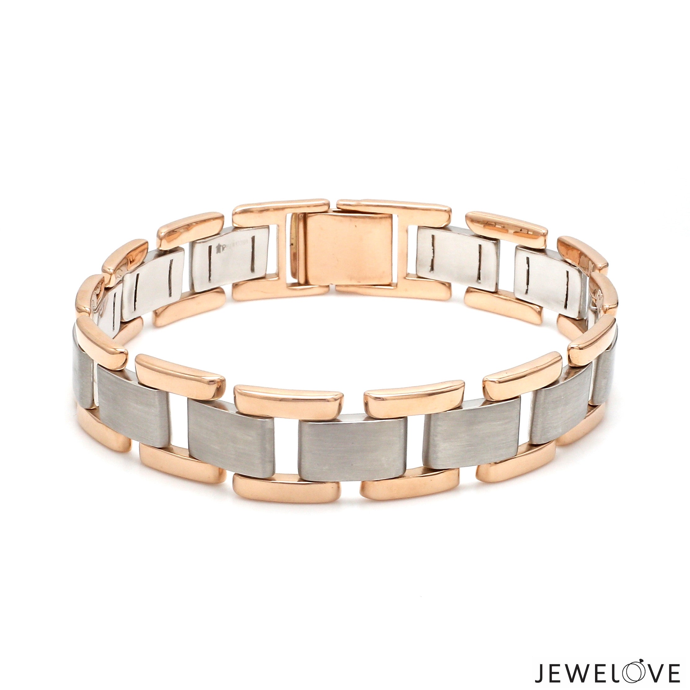 Men of Platinum | 13mm Platinum & Rose Gold Heavy Bracelet for Men JL PTB 1283