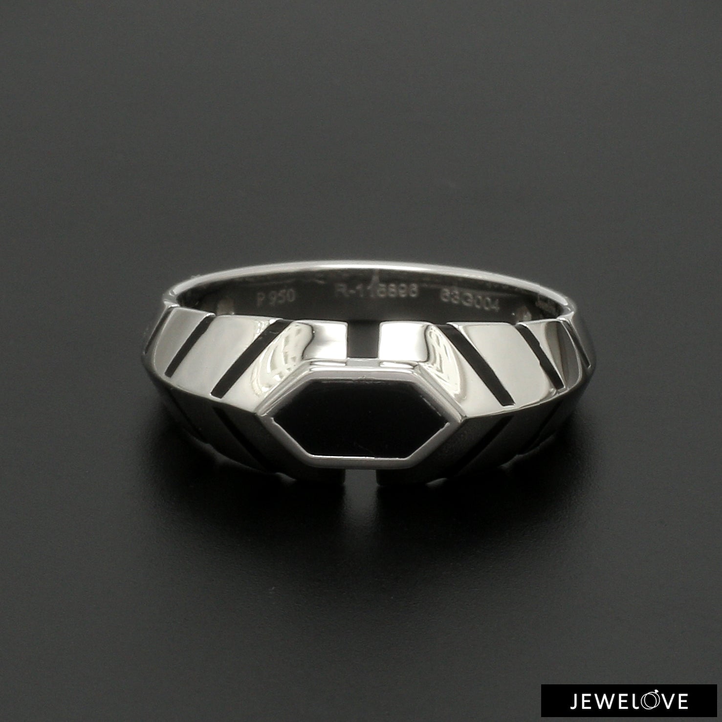 Platinum Ring with Black Enamel for Men JL PT 1310   Jewelove.US