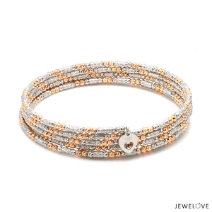 Japanese 5-row Platinum & Rose Gold Bracelet for Women with Diamond Cut Balls JL PTB 1275