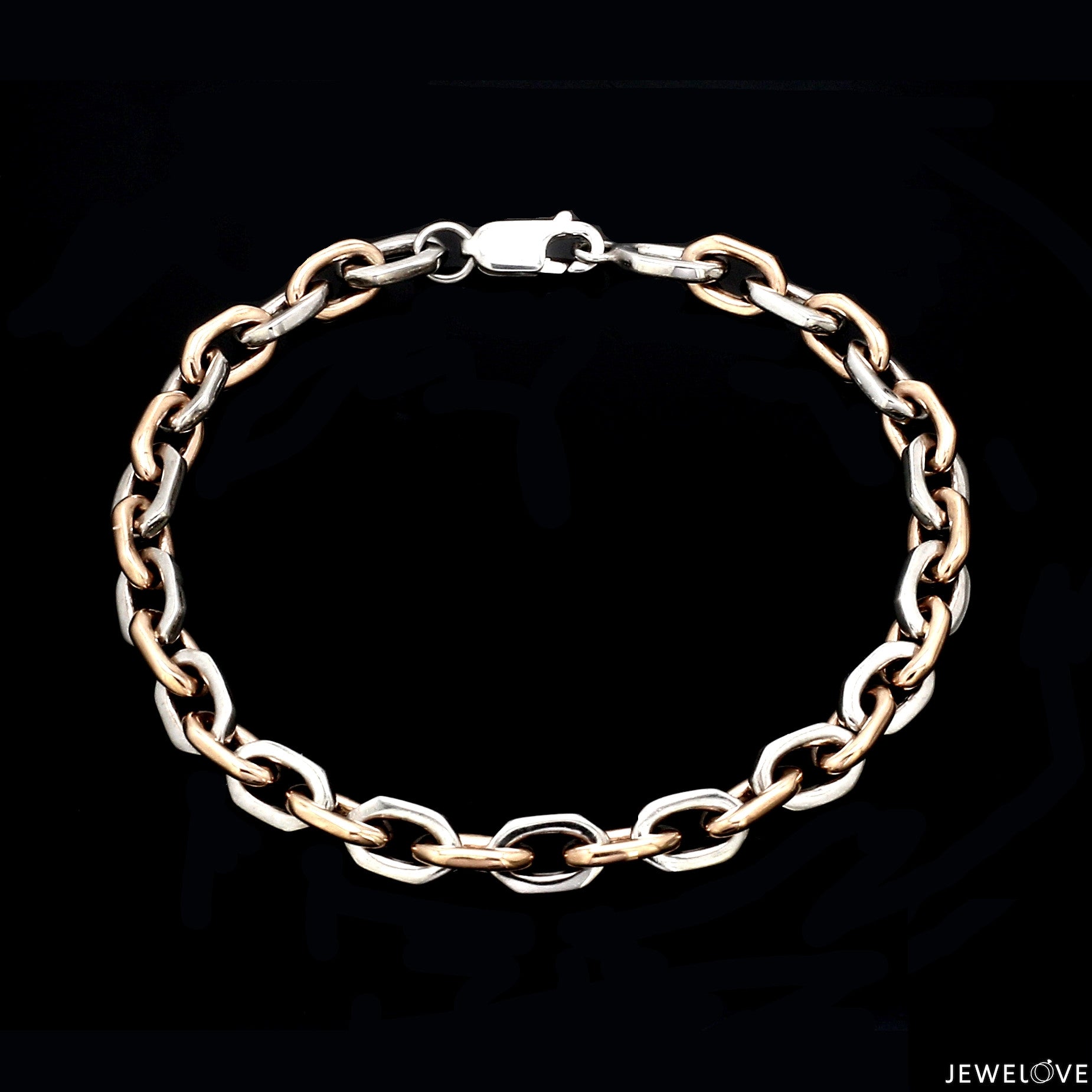 Men of Platinum| 5.75mm Platinum & Rose Gold Bracelet for Men JL PTB 1281