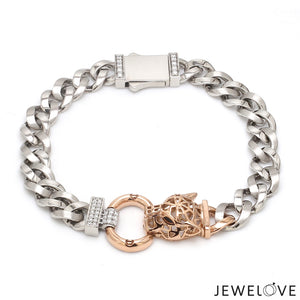 Platinum Rose Gold Jaguar Diamond Bracelet for Men JL PTB 1233