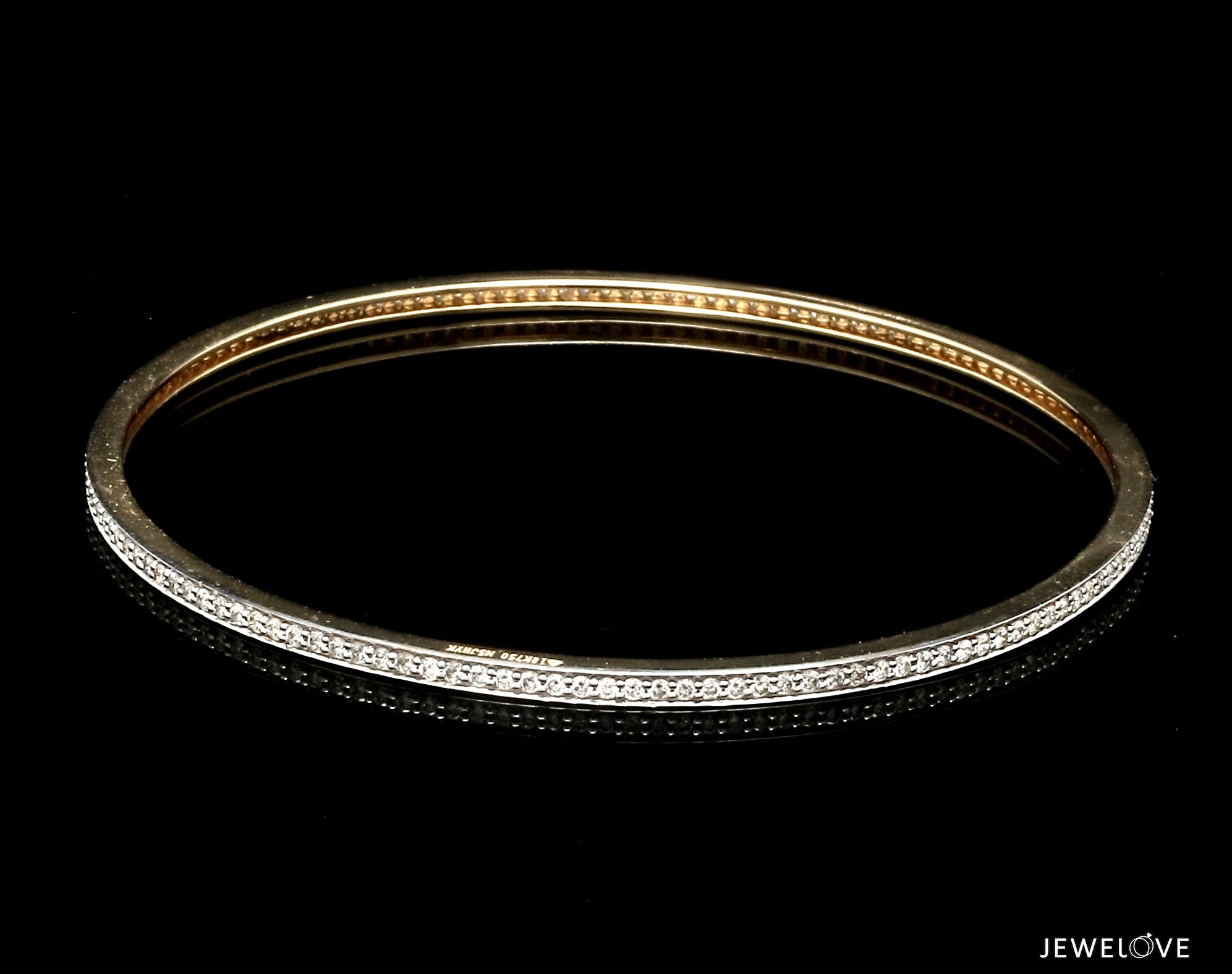 18K Gold with Diamonds Single Line Eternity Bangle JL AU B 101