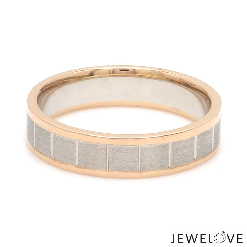 Unique Shape Platinum Love Bands with Rose Gold Border JL PT 648-RG Plain