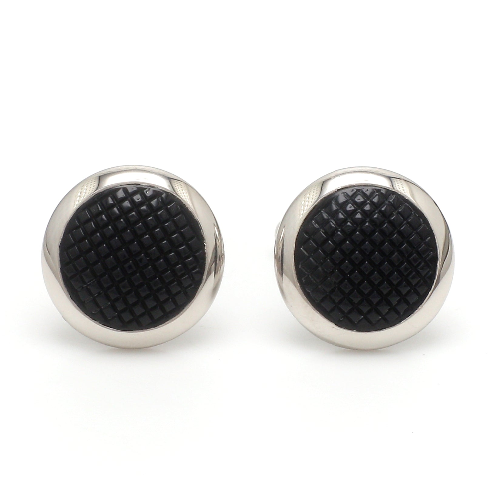 Platinum Cufflinks with Black Stone for Men JL PT C 02   Jewelove