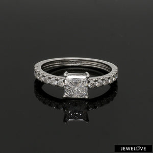 70-Pointer Princess Cut Solitaire Diamond Shank Platinum Ring JL PT 1313-B   Jewelove.US