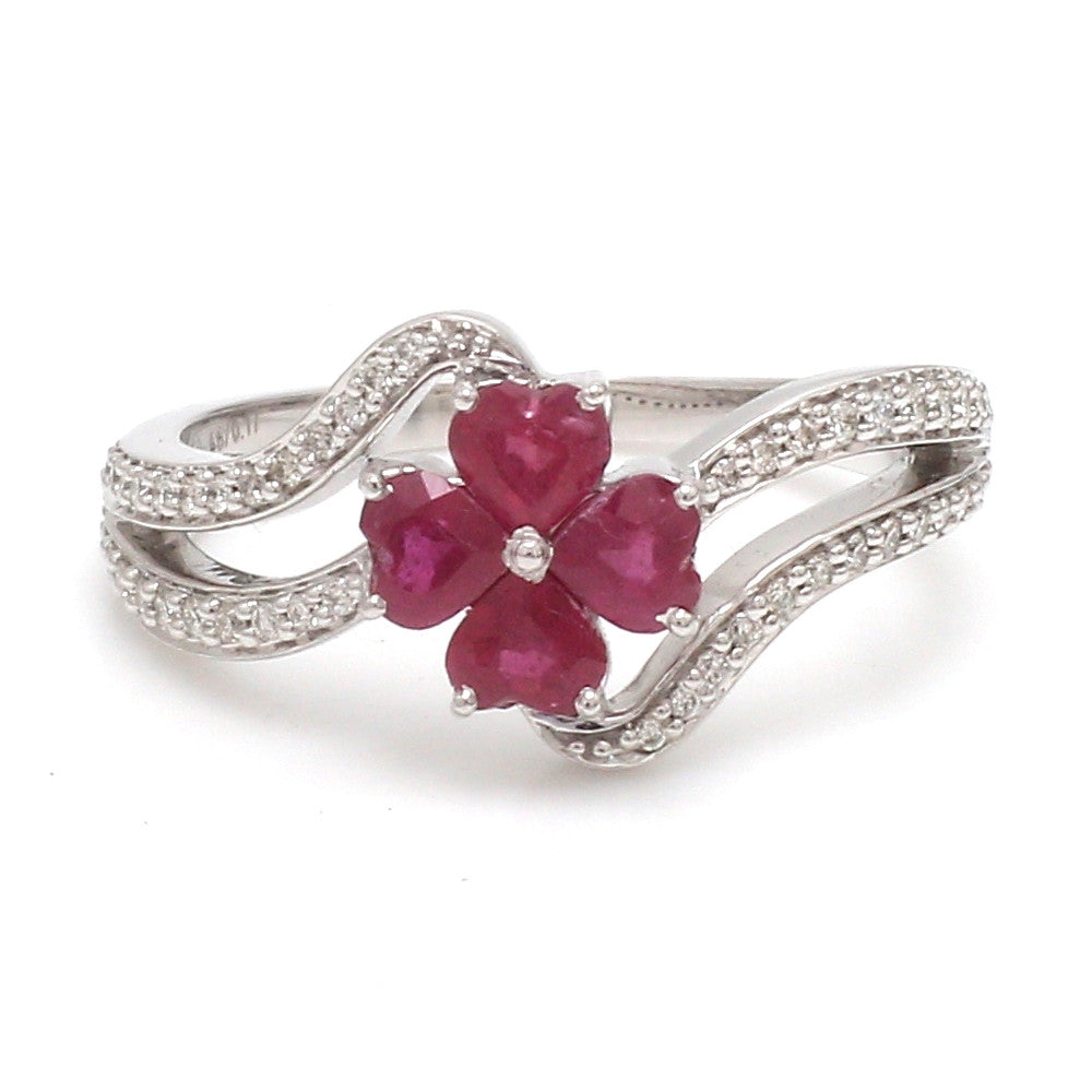 Designer Platinum Heart Ruby Diamond Ring for Women JL PT R8190