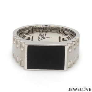 Men of Platinum | Heavy Black Enamel Ring for Men JL PT MSD 1371