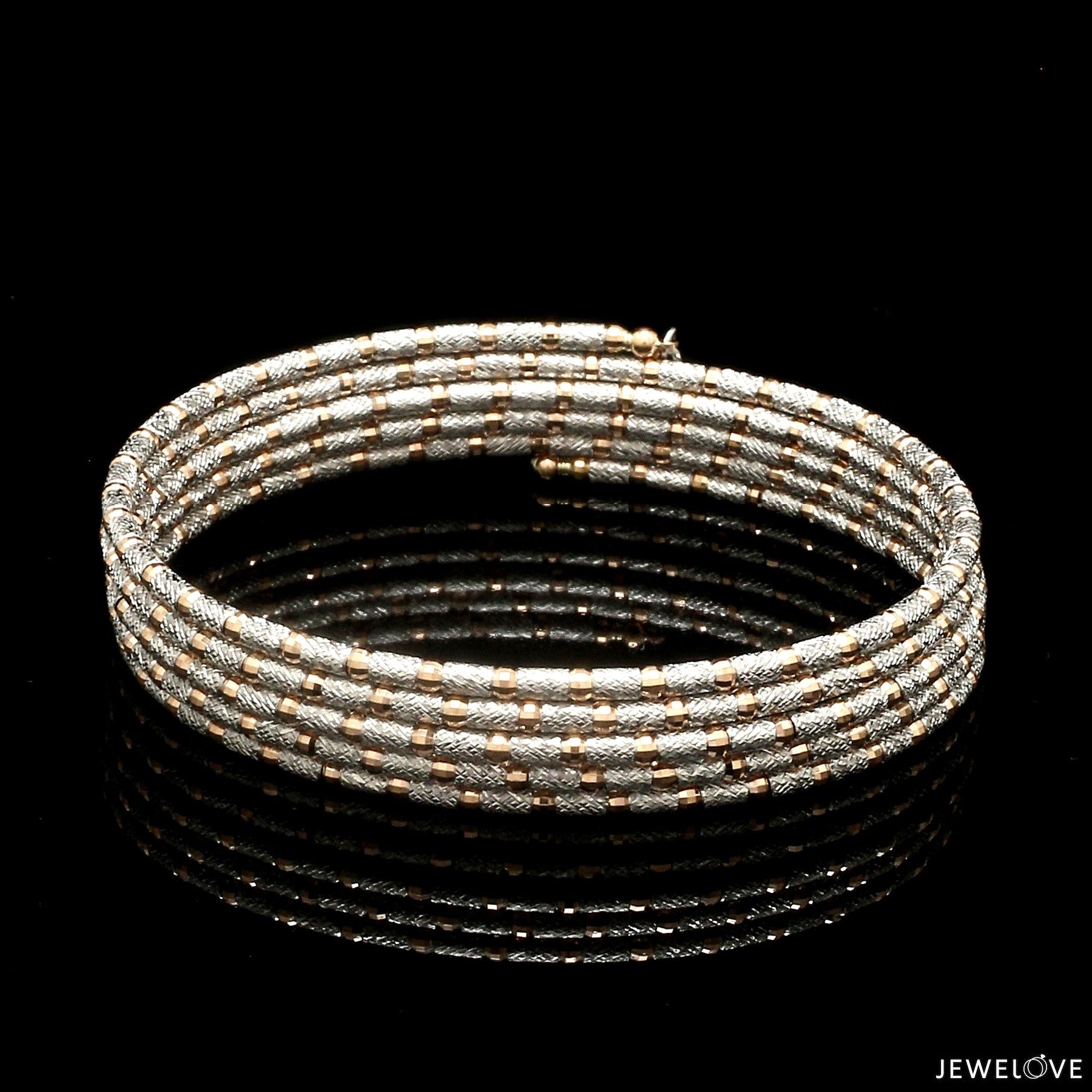 Unique 5-Row Japanese Platinum & Rose Gold Bracelet for Women JL PTB 727