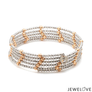 Japanese 5-row Platinum & Rose Gold Bracelet for Women with Diamond Cut Balls JL PTB 1272