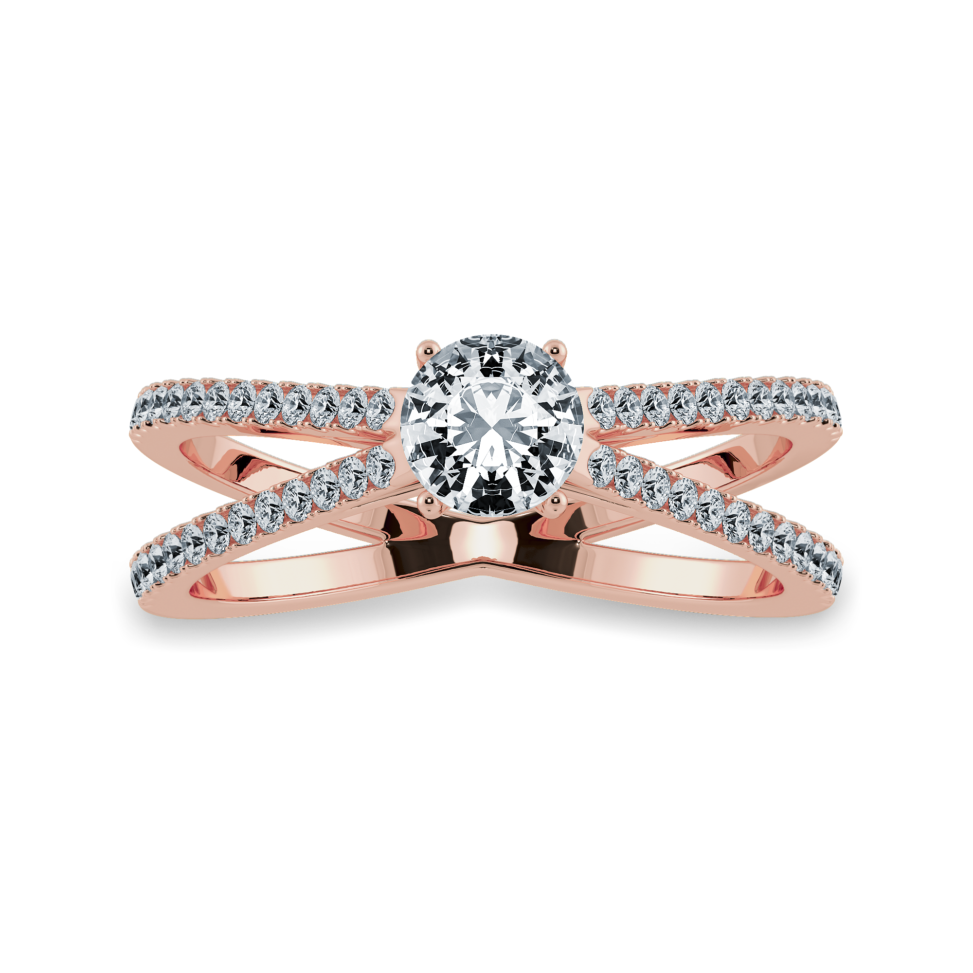 30-Pointer Solitaire Diamond Split Shank 18K Rose Gold Ring JL AU 1169R   Jewelove.US