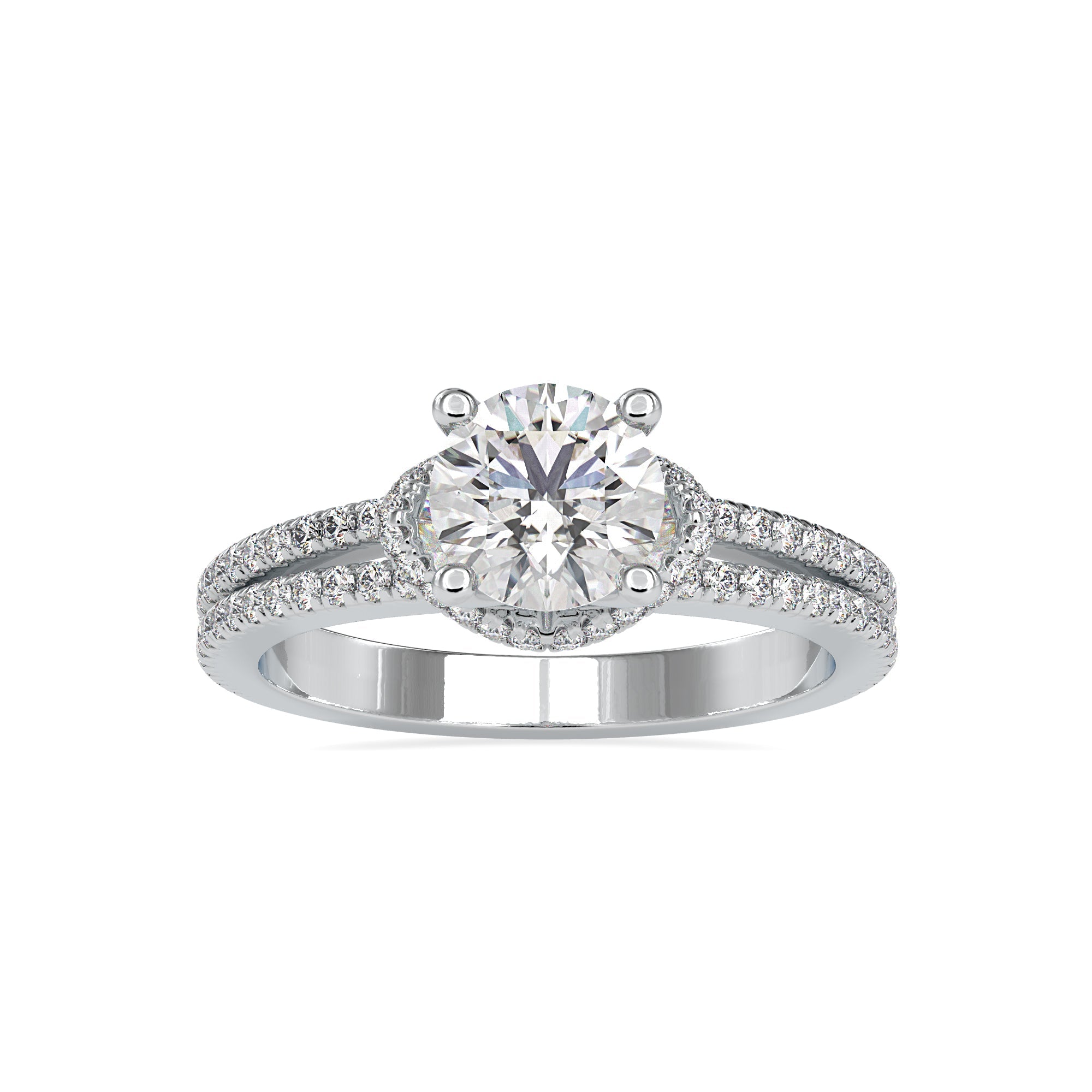 0.30cts. Solitaire Platinum Diamond Split Shank Engagement Ring JL PT 0073-A   Jewelove.US