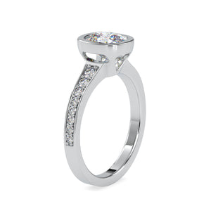 70-Pointer Oval Cut Solitaire Platinum Diamond Shank Ring JL PT 0092-B   Jewelove.US