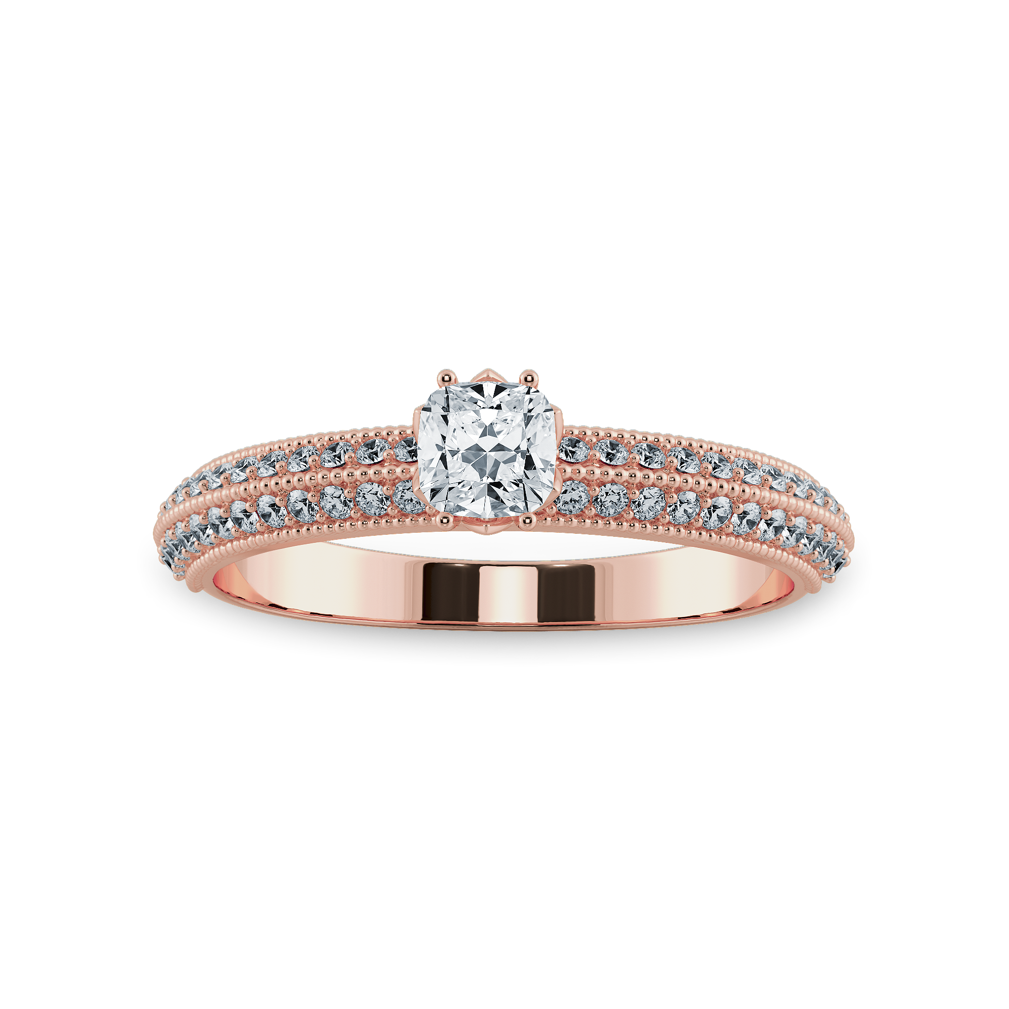 0.70cts. Cushion Cut Solitaire Diamond Split Shank 18K Rose Gold Ring JL AU 1187R-B   Jewelove.US